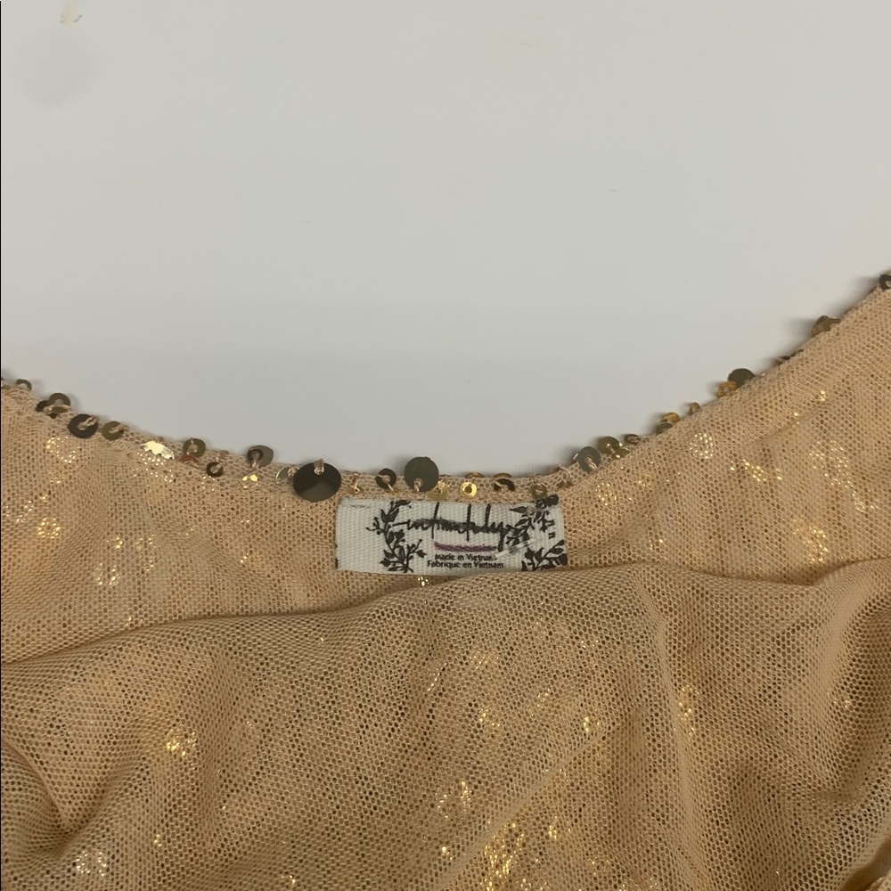 NWOT Free People Midnight Kiss mini slip dress gold sequins size Medium - Picture 6 of 12